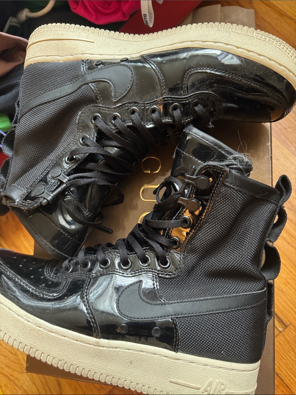 Women’s Black High-Top Sneaker Boots with Cream Sole